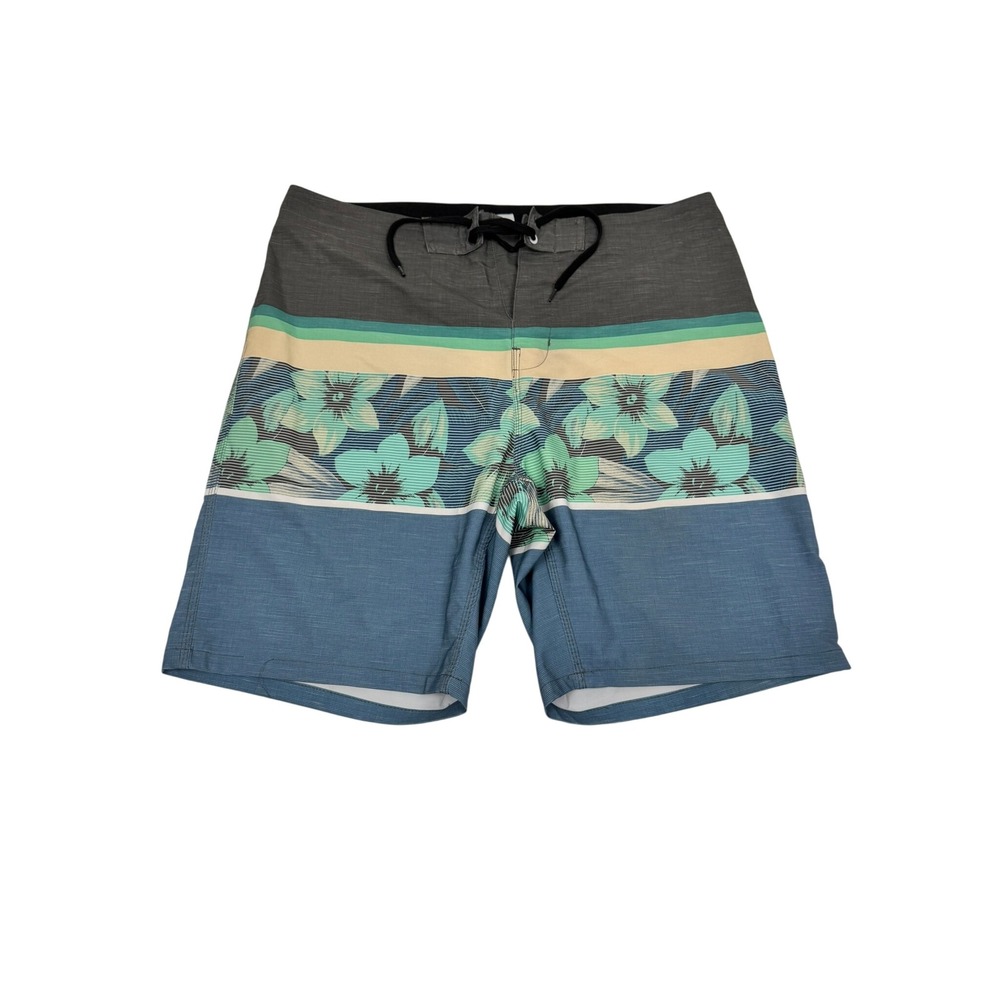 O'Rageous Men's‎ Floral Colorblock Board Shorts Blue Grey Size 33
